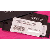 sz 38 NEW $1,625 VERSACE RUNWAY Pink Velvet Jersey WRAP AROUND MEDUSA Hoodie TOP