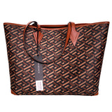 NEW $995 VERSACE Caramel LA GRECA Signature MEDIUM Open Top TOTE BAG w/ POUCH