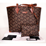 NEW $995 VERSACE Caramel LA GRECA Signature MEDIUM Open Top TOTE BAG w/ POUCH