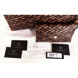 NEW $995 VERSACE Caramel LA GRECA Signature MEDIUM Open Top TOTE BAG w/ POUCH
