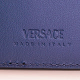 NEW $550 VERSACE Blue Leather GOLD MEDUSA LOGO Snap Closure Bi-Fold WALLET NIB