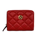 NEW $625 VERSACE Red Leather Quilted GOLD MEDUSA Zip Pouch BI-FOLD Snap WALLET