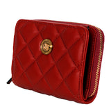 NEW $625 VERSACE Red Leather Quilted GOLD MEDUSA Zip Pouch BI-FOLD Snap WALLET