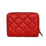 NEW $625 VERSACE Red Leather Quilted GOLD MEDUSA Zip Pouch BI-FOLD Snap WALLET