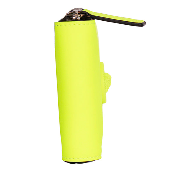 NEW $625 VERSACE Fluorescent NEON Yellow Rubber MEDUSA BIGGIE Bifold ZIP WALLET
