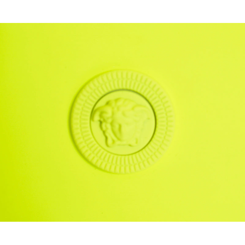 NEW $625 VERSACE Fluorescent NEON Yellow Rubber MEDUSA BIGGIE Bifold ZIP WALLET