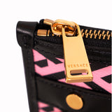 NEW $250 VERSACE Pink Coated Canvas LA GRECA Coin Purse MODULAR POUCH Travel BAG