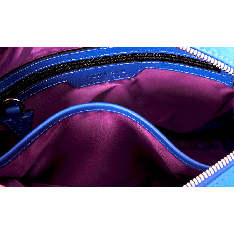 NEW $925 VERSACE Men's RUNWAY Blue Nylon LA MEDUSA LOGO Sling SMALL BELT BAG