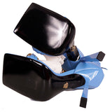 36.5, 37 & 39 NEW $1,450 VERSACE Blue Leather MEDUSA CHARM High Heel Chunky CHAIN SANDALS