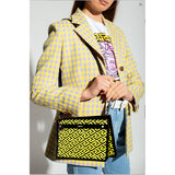 NEW $1,190 VERSACE Yellow & Black LA GRECA Signature MEDIUM Pouch CROSSBODY BAG