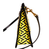 NEW $1,190 VERSACE Yellow & Black LA GRECA Signature MEDIUM Pouch CROSSBODY BAG
