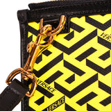 NEW $1,190 VERSACE Yellow & Black LA GRECA Signature MEDIUM Pouch CROSSBODY BAG