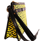 NEW $1,190 VERSACE Yellow & Black LA GRECA Signature MEDIUM Pouch CROSSBODY BAG