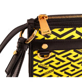 NEW $1,190 VERSACE Yellow & Black LA GRECA Signature MEDIUM Pouch CROSSBODY BAG
