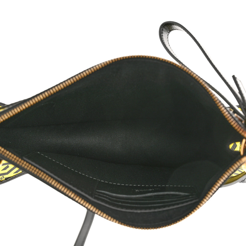 NEW $1,190 VERSACE Yellow & Black LA GRECA Signature MEDIUM Pouch CROSSBODY BAG