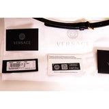 NEW $1,190 VERSACE Yellow & Black LA GRECA Signature MEDIUM Pouch CROSSBODY BAG