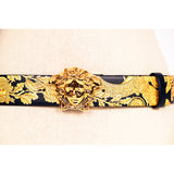 sz 85/90 US 34/36 NEW $650 VERSACE Black HERITAGE BAROQUE Reversible MEDUSA Logo BELT