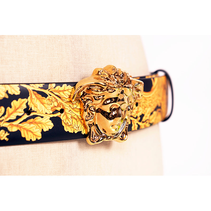 sz 85/90 US 34/36 NEW $650 VERSACE Black HERITAGE BAROQUE Reversible MEDUSA Logo BELT