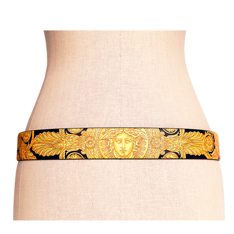 sz 85/90 US 34/36 NEW $650 VERSACE Black HERITAGE BAROQUE Reversible MEDUSA Logo BELT