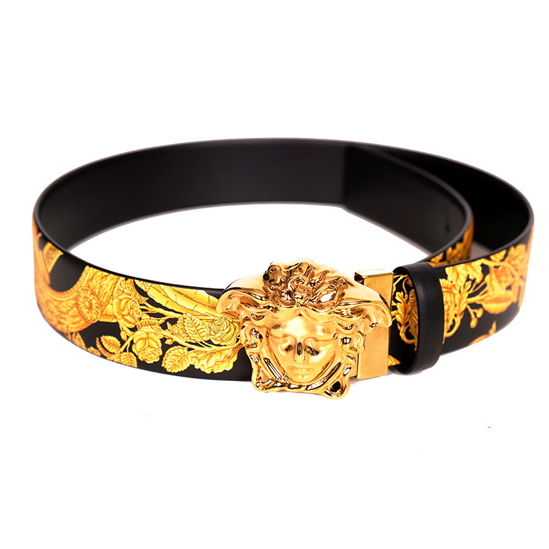 sz 85/90 US 34/36 NEW $650 VERSACE Black HERITAGE BAROQUE Reversible MEDUSA Logo BELT