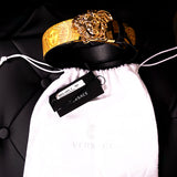 sz 85/90 US 34/36 NEW $650 VERSACE Black HERITAGE BAROQUE Reversible MEDUSA Logo BELT