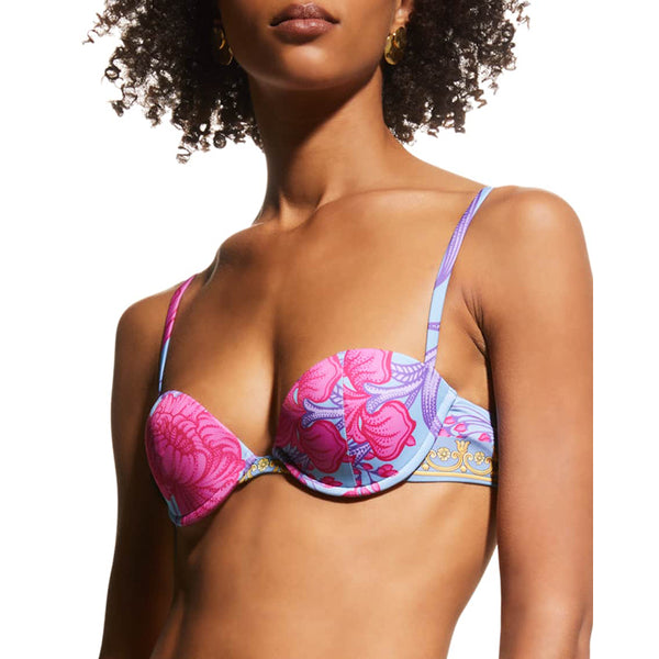 Versace Womens Acid Bouquet Printed Molded Bikini Top