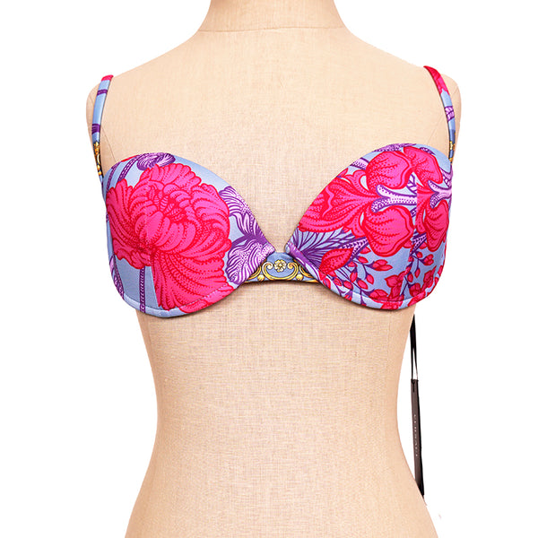 Versace Womens Acid Bouquet Printed Molded Bikini Top