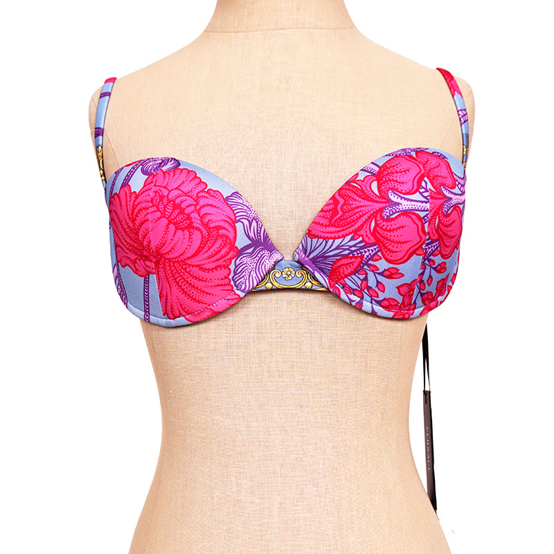 Versace Womens Acid Bouquet Printed Molded Bikini Top