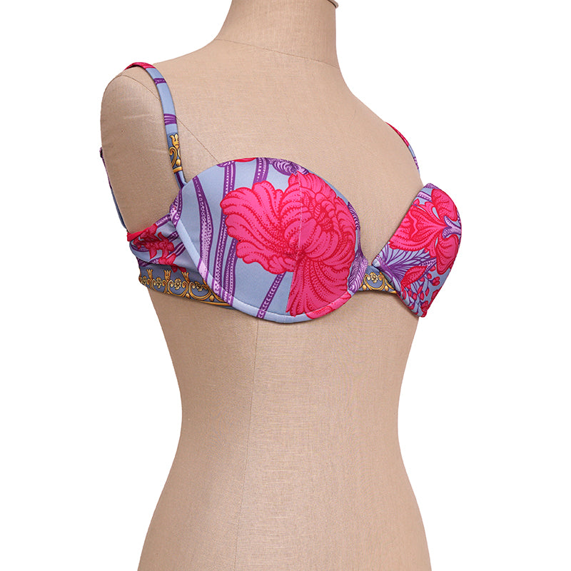 Versace Womens Acid Bouquet Printed Molded Bikini Top