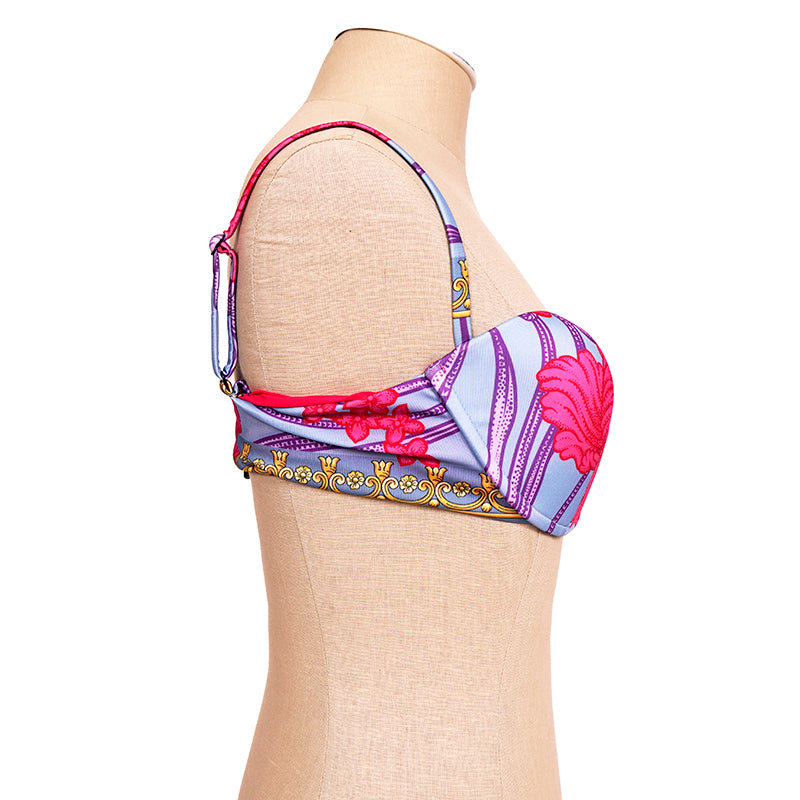 Versace Womens Acid Bouquet Printed Molded Bikini Top