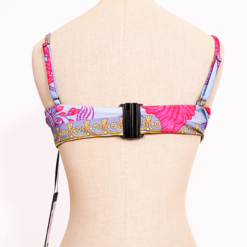 Versace Womens Acid Bouquet Printed Molded Bikini Top