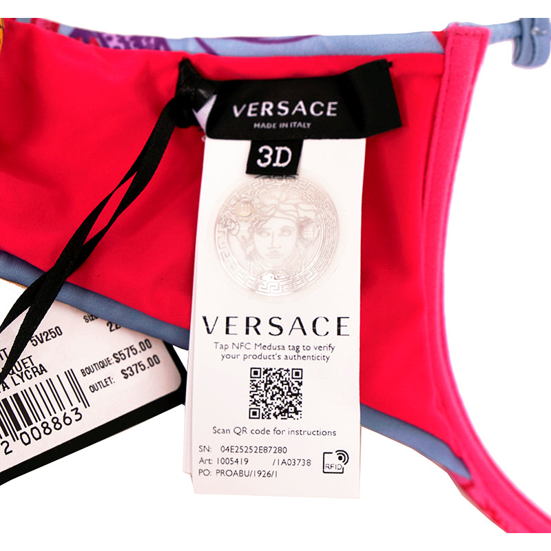 Versace Womens Acid Bouquet Printed Molded Bikini Top