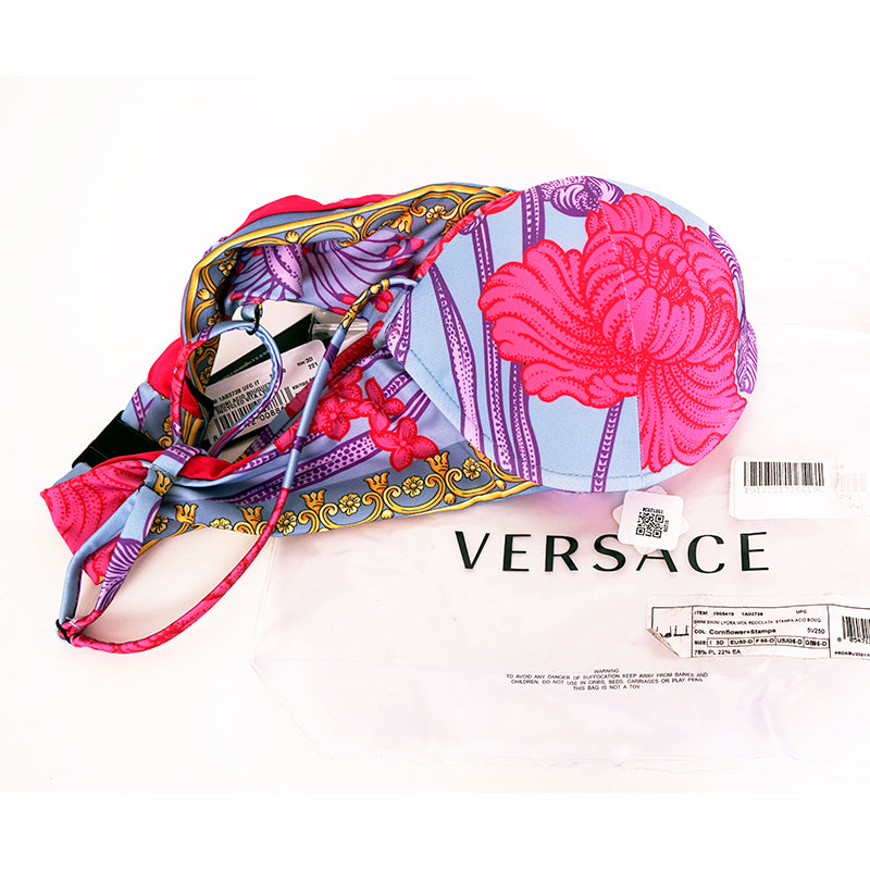 Versace Womens Acid Bouquet Printed Molded Bikini Top
