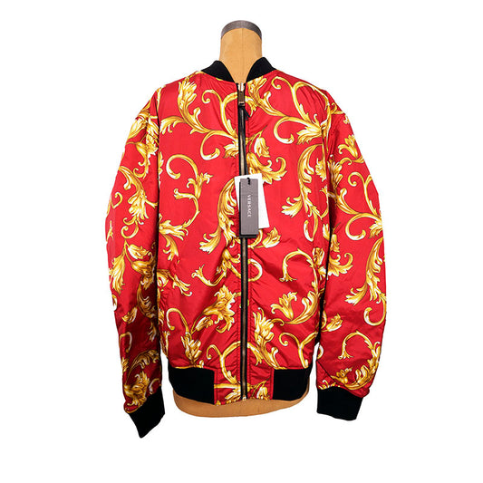 56 XXL NEW $2175 VERSACE Men's Red BAROQUE PRINT Medusa Logo REVERSIBLE JACKET