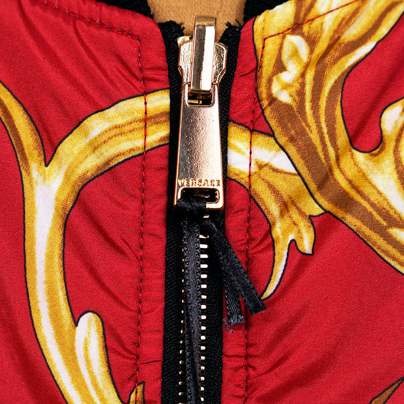 56 XXL NEW $2175 VERSACE Men's Red BAROQUE PRINT Medusa Logo REVERSIBLE JACKET