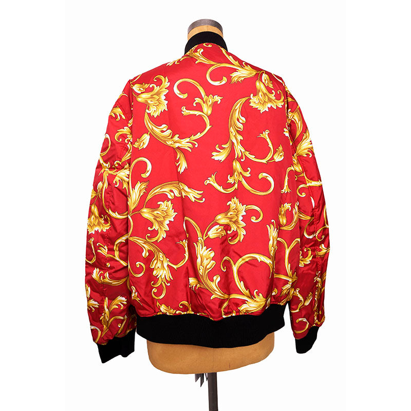 56 XXL NEW $2175 VERSACE Men's Red BAROQUE PRINT Medusa Logo REVERSIBLE JACKET