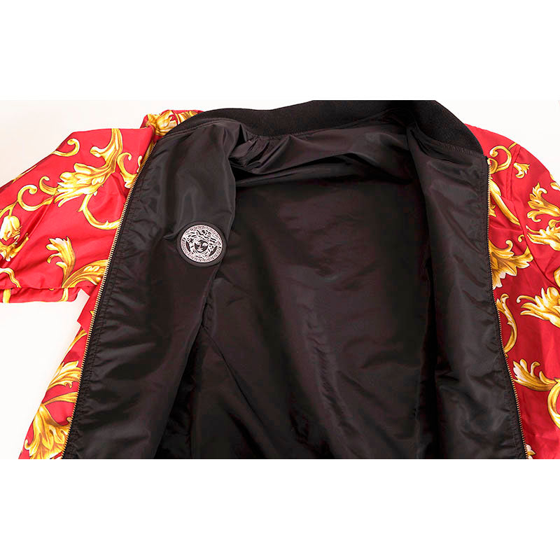56 XXL NEW $2175 VERSACE Men's Red BAROQUE PRINT Medusa Logo REVERSIBLE JACKET