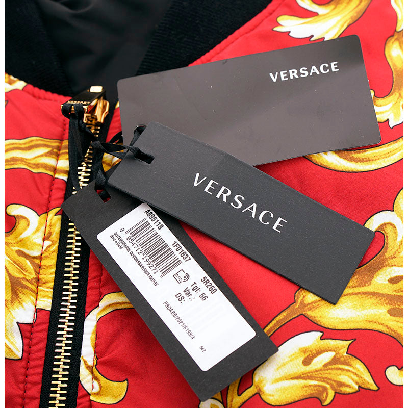 56 XXL NEW $2175 VERSACE Men's Red BAROQUE PRINT Medusa Logo REVERSIBLE JACKET