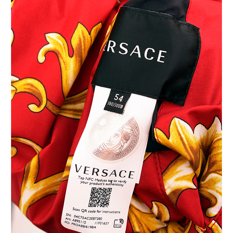 56 XXL NEW $2175 VERSACE Men's Red BAROQUE PRINT Medusa Logo REVERSIBLE JACKET