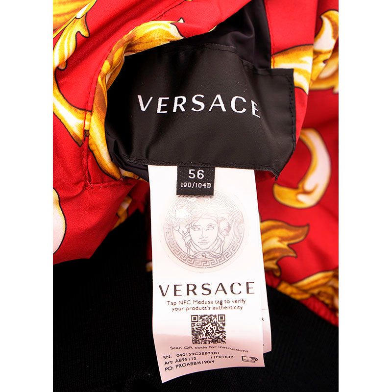 56 XXL NEW $2175 VERSACE Men's Red BAROQUE PRINT Medusa Logo REVERSIBLE JACKET