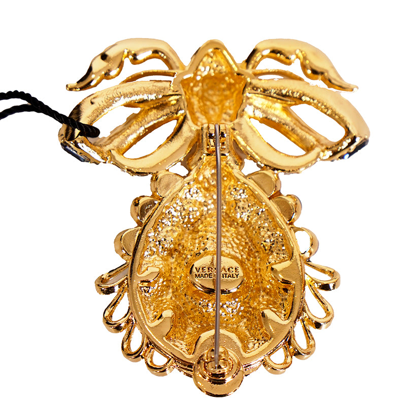 NEW $1,100 VERSACE Blue White Crystal Embellished MEDUSA