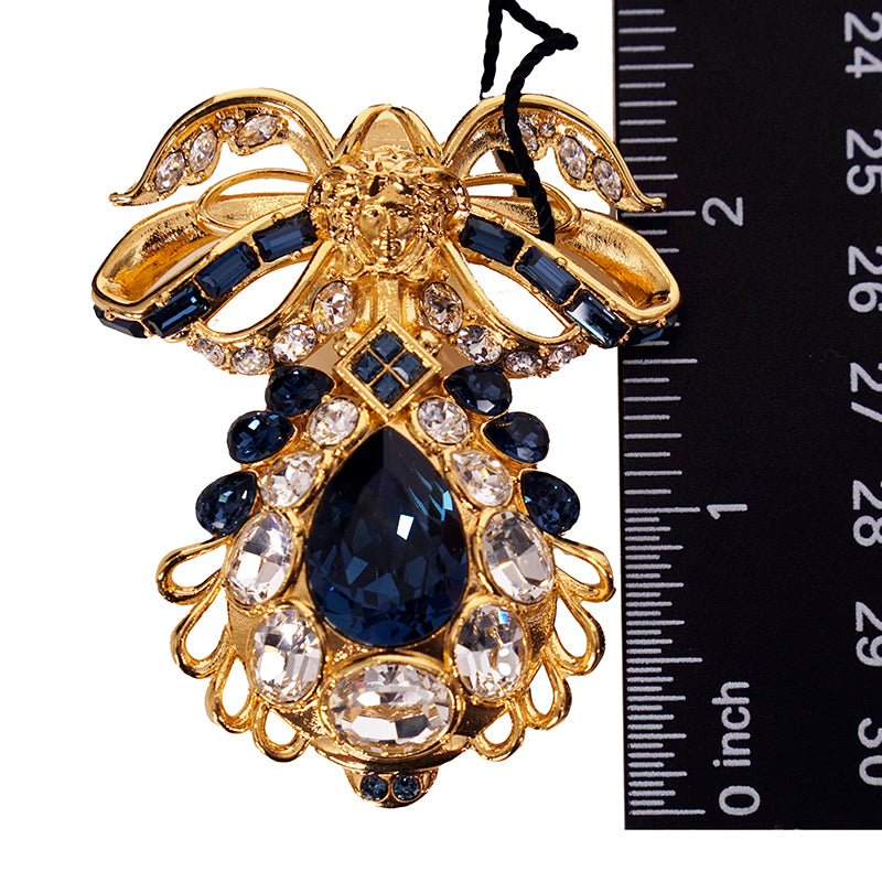 NEW $1,100 VERSACE Blue White Crystal Embellished MEDUSA