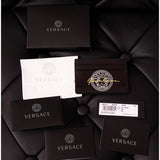 NEW $350 VERSACE Black Leather White LARGE MEDUSA LOGO Small CARD CASE Wallet