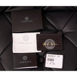 NEW $350 VERSACE Black Leather White LARGE MEDUSA LOGO Small CARD CASE Wallet