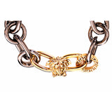 NEW $995 VERSACE Brass Gold-Tone & Gun-Metal MEDUSA GRECA PADLOCK Chain BRACELET