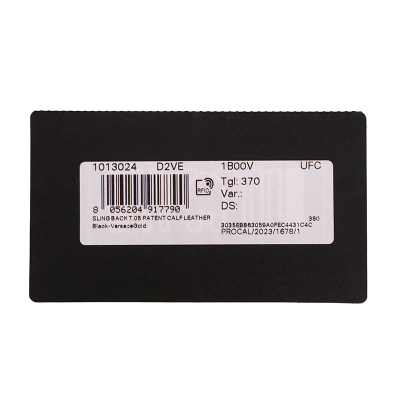 36.5,37,37.5 NEW $795 VERSACE Black Patent Leather GOLD MEDUSA LOGO Slingback FLATS NIB