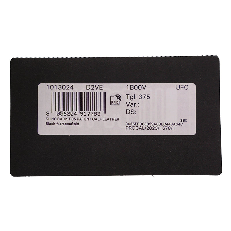 36.5,37,37.5 NEW $795 VERSACE Black Patent Leather GOLD MEDUSA LOGO Slingback FLATS NIB