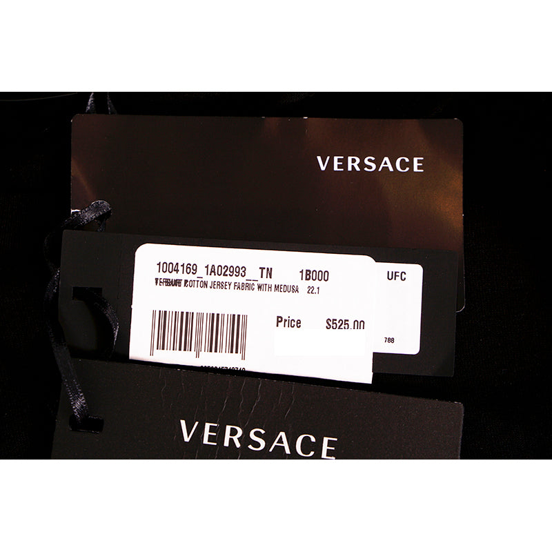 sz XL NEW $525 VERSACE Men's Black MUSIC GROOVY LOGO WINGS Crew Neck T-SHIRT TEE