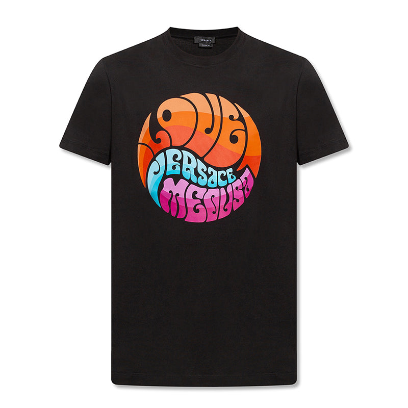 sz XL NEW $525 VERSACE Men's Black MUSIC GROOVY LOGO WINGS Crew Neck T-SHIRT TEE