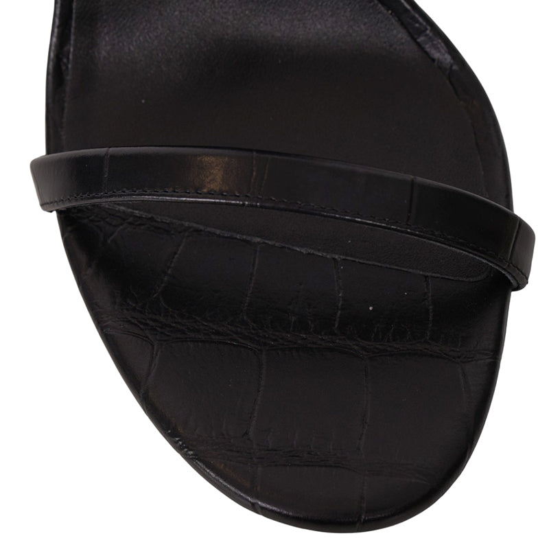 36.5 NEW $1,100 VERSACE Black Leather GOLD MEDUSA LOGO High Heel Chunky SANDALS